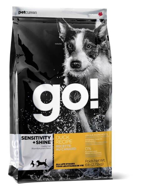 GO! Sensitivity + Shine Duck Dog Recipe 22/12 корм для щенков и собак с цельной уткой и овсянкой