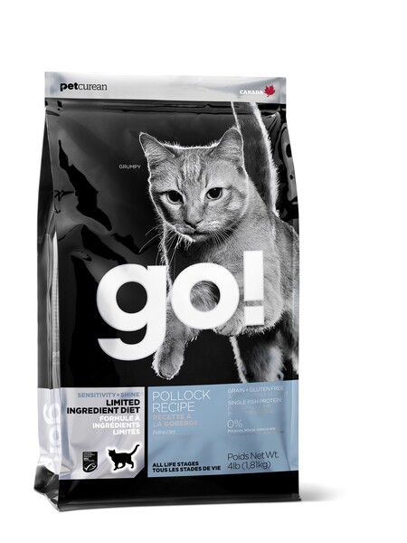 GO! Sensitivity + Shine Grain Free Pollock Cat Recipe 30/15 корм беззерновой для котят и кошек с чувствительным пищеварением с минтаем