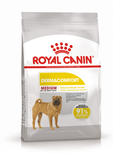 ROYAL CANIN MEDIUM DERMACOMFORT 3 кг корм для собак средних пород склонных к кожным раздражениям и зуду