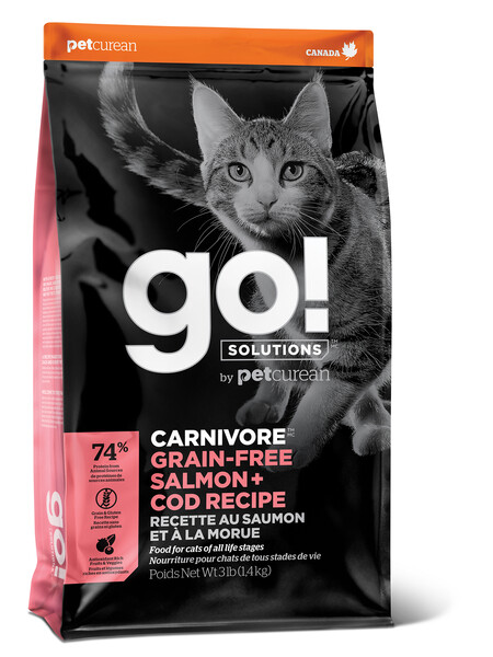 GO! CARNIVORE GF Salmon + Cod Recipe for Cats 42/16 корм беззерновой для котят и кошек с лососем и треской