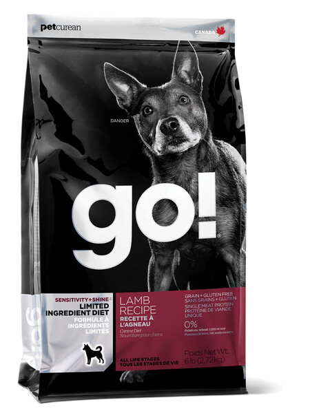 GO! Sensitivity + Shine LID Lamb Dog Recipe, Grain Free, Potato Free 24/12 корм беззерновой для щенков и собак с ягненком для чувствительного пищеварения