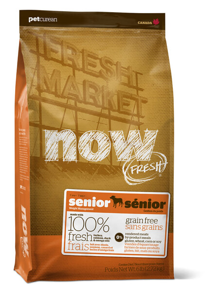 NOW FRESH Senior Recipe Grain Free 24/10 корм беззерновой для собак с индейкой, уткой и овощами контроль веса