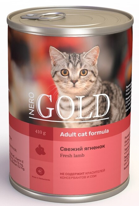 NERO GOLD консервы для кошек свежий ягненок