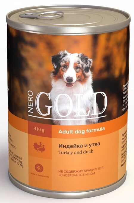 NERO GOLD консервы для взрослых собак индейка и утка