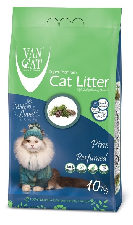 Van Cat Pine 10 кг комкующийся наполнитель для кошачьих туалетов без пыли с ароматом соснового леса