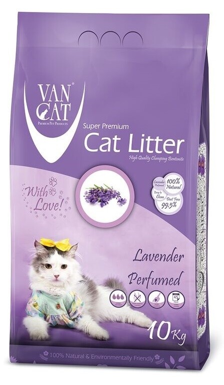 Van Cat Lavender комкующийся наполнитель для кошачьих туалетов без пыли с ароматом лаванды