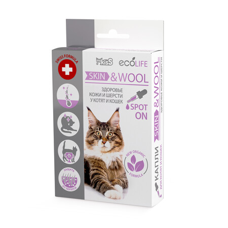 Ms.Kiss Ecolife Skin & Wool 10 мл капли для котят и кошек для здоровья кожи и шерсти