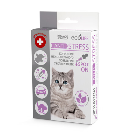 Ms.KISS Ecolife Anti-Stress 10 мл капли для котят и кошек для коррекции нежелательного поведения