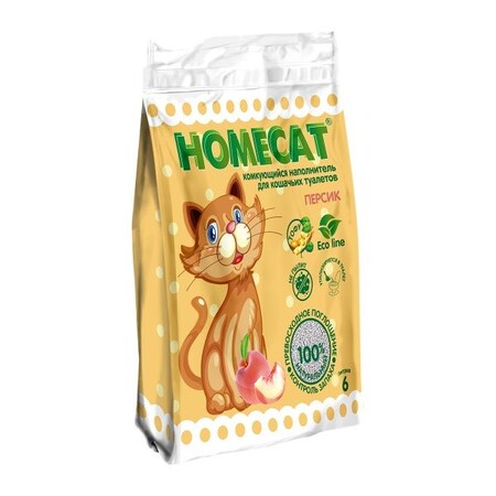 HOMECAT Эколайн Персик 6 л комкующийся наполнитель для кошачьих туалетов с ароматом персика