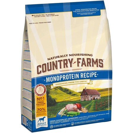 COUNTRY FARMS 2,5 кг монопротеиновый сухой корм полнорационный для взрослых собак с высоким содержанием курицы