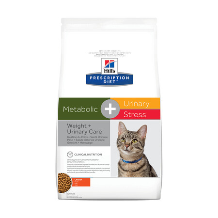 Hill`s Prescription Diet Metabolic + Urinary Stress 1,5 кг сухой корм для взрослых кошек для снижения веса и поддержания здоровья мочевыводящих путей курица