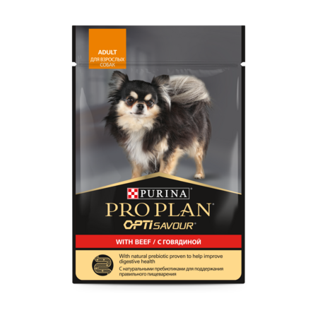 Pro Plan OPTI SAVOUR 85 гр влажный корм для взрослых собак мелких карликовых пород, с говядиной в соусе