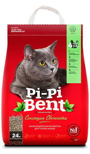 Pi-Pi Bent Сенсация свежести 10 кг комкующийся наполнитель для кошачьих туалетов с ароматом свежих трав и цветов крафтовый пакет
