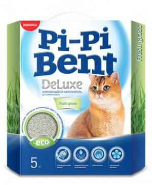 Pi-Pi Bent DeLuxe Fresh grass 5 кг комкующийся наполнитель для кошачьих туалетов