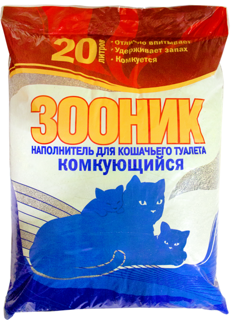ЗООНИК 20 л комкующийся наполнитель для кошачьих туалетов