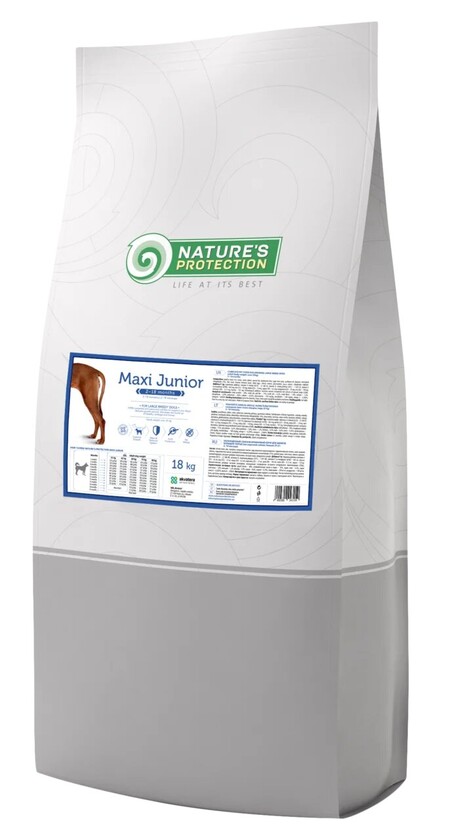 NATURE’S PROTECTION Maxi Junior 18кг полнорационное питание для щенков крупных пород весом свыше 25 кг