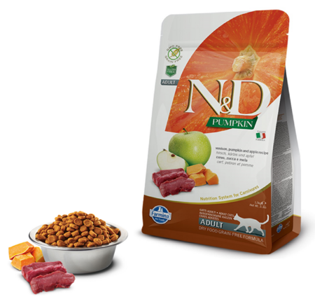 FARMINA N&D GF Pumpkin Adult корм беззерновой для кошек оленина с тыквой и яблоком