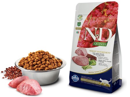 FARMINA N&D Quinoa Adult Weight Management корм беззерновой для кошек, контроль веса ягненок с киноа
