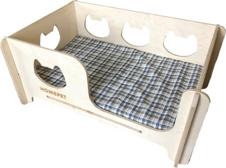 HOMEPET 75х56х27 см кроватка универсальная деревянная с матрасом средняя