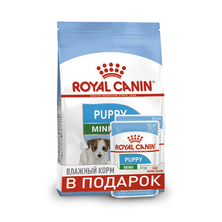 ПРОМО ROYAL CANIN Mini Puppy 800 г+Mini Puppy 85 г пауч корм для щенков мелких пород до 10 кг с 2 до 10 месяцев