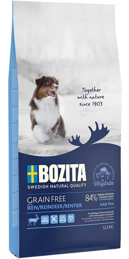 BOZITA GRAIN FREE Reindeer 30/20 сухой корм беззерновой для взрослых собак c нормальным и повышенным уровнем активности Олень
