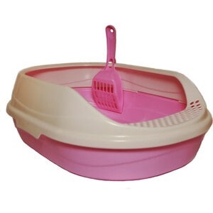 HOMECAT 52х38х17 см туалет для кошек средний овальный розовый в комплекте с совком