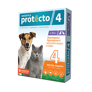 NEOTERICA PROTECTO 4 4-10 кг капли от внешних паразитов для кошек и собак
