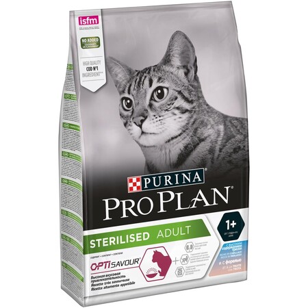 PRO PLAN "Sterilised" с комплексом OPTISAVOURсухой для кастрированных котов и стерилизованных кошек треска форель