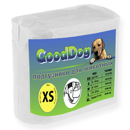 GOODDOG XS 18 шт 28-42 cм подгузники для собак