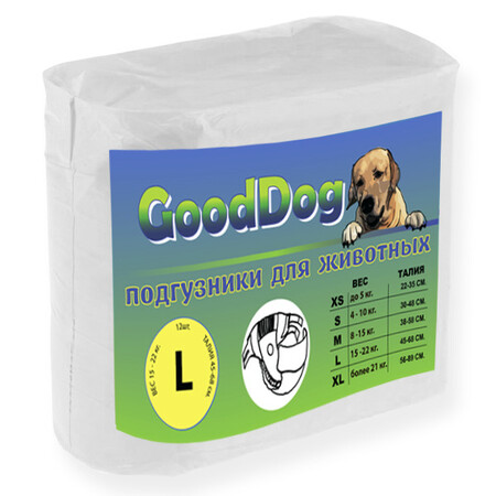 GOODDOG L 12 шт 40-54 см подгузники для собак