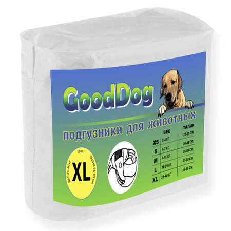 GOODDOG XL 10 шт 44-58 см подгузники для собак
