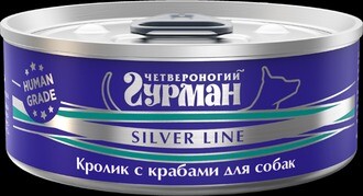 ЧЕТВЕРОНОГИЙ ГУРМАН Серебряная линия 100 г консервы для собак кролик с крабами в желе