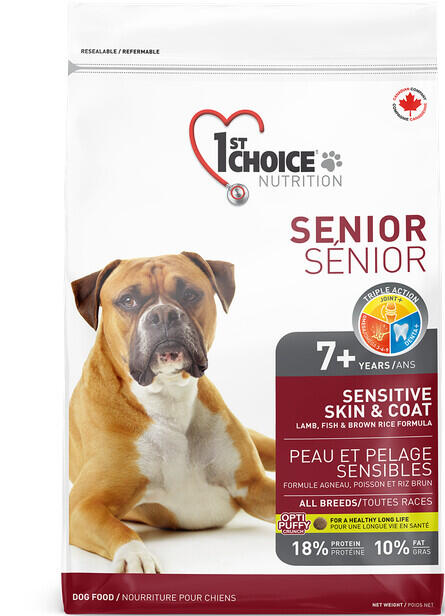 1st CHOICE Senior Sensitive Skin & Coat корм для пожилых собак с чувствительной кожей и шерстью ягненок с рыбой и рисом