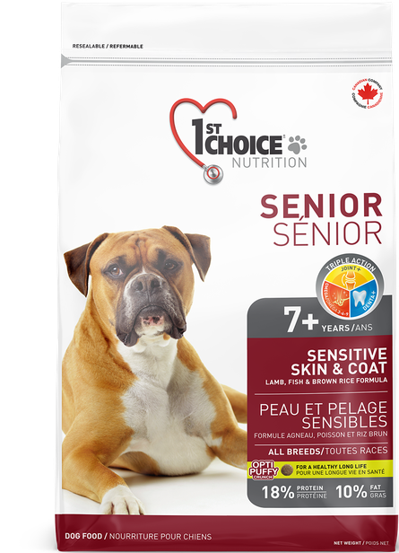 1st CHOICE Senior Sensitive Skin & Coat корм для пожилых собак с чувствительной кожей и шерстью ягненок с рыбой и рисом