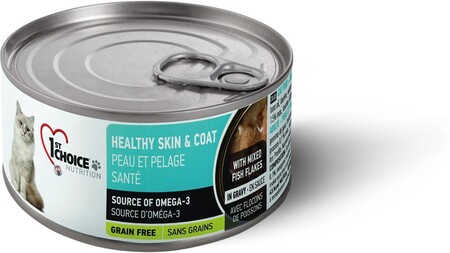 1st CHOICE Skin & Coat Adult 85 г консервы для кошек для здоровья шерсти и кожи ломтики сардины, скумбрии в масле тунца