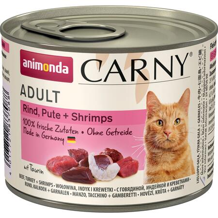 ANIMONDA CARNY ADULT консервы для кошек с говядиной, индейкой и креветками