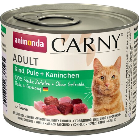 ANIMONDA CARNY ADULT консервы для кошек с говядиной, индейкой и кроликом