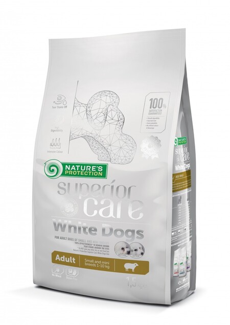 NATURE’S PROTECTION White Dogs полноценный корм для взрослых белошерстных собак мелких и карликовых пород