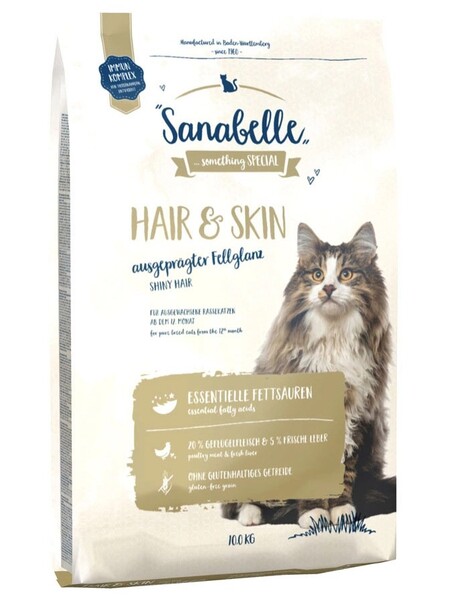 Sanabelle Hair&Skin полнорационный корм для взрослых кошек поддерживает здоровье кожи и шерсти