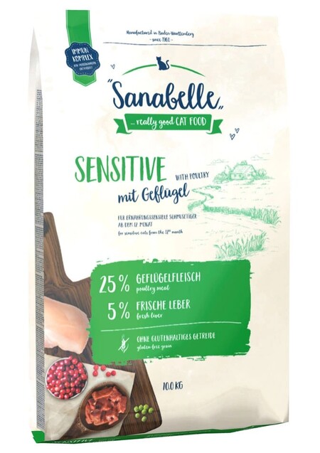 Sanabelle Sensitive корм для взрослых кошек с чувствительным пищеварением с птицей