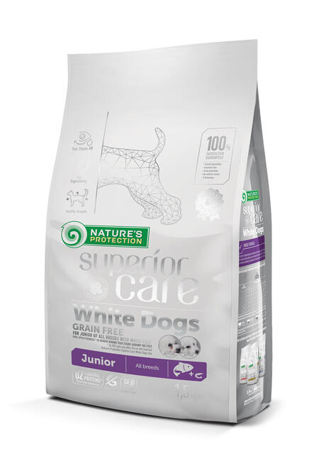 NATURE’S PROTECTION WHITE DOGS GRAIN FREE SALMON JUNIOR ALL BREEDS 1,5 кг корм сухой для щенков белых пород беззерновой лосось