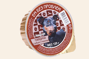 ЕМ БЕЗ ПРОБЛЕМ 125 г консервы для собак говядина с рубцом и печенью ламистер