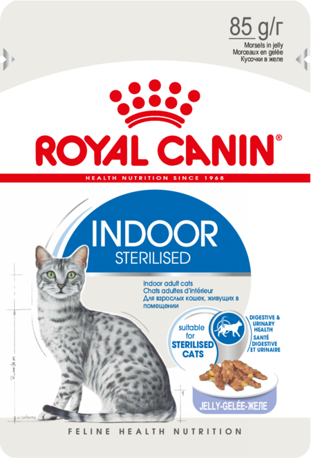 ROYAL CANIN INDOOR STERILISED 85 г пауч желе влажный корм для стерилизованных кошек от 1 до 7 лет, живущих в помещении