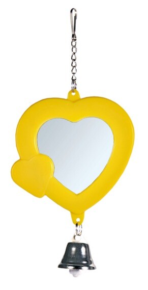TRIXIE 8 см игрушка для попугая зеркало сердечко с колокольчиком.