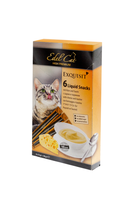 EDEL CAT 6 шт лакомство для кошек крем суп сыр и таурин