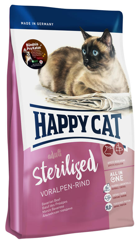 HAPPY CAT Supreme Fit&Well Adult Sterilised сухой корм для стерилизованных кошек альпийская говядина