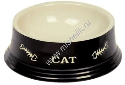 NOBBY CAT 0,14 л 14 см х 4,8 см миска черная с рисунком керамика