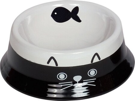 NOBBY CAT FACE 0,14 л 14 см x 4,8 см миска чёрно-белая с рисунком керамика