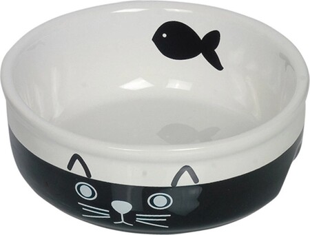 NOBBY CAT FACE 0,24 л 13,5 см x 5 см миска чёрно белая с рисунком керамика