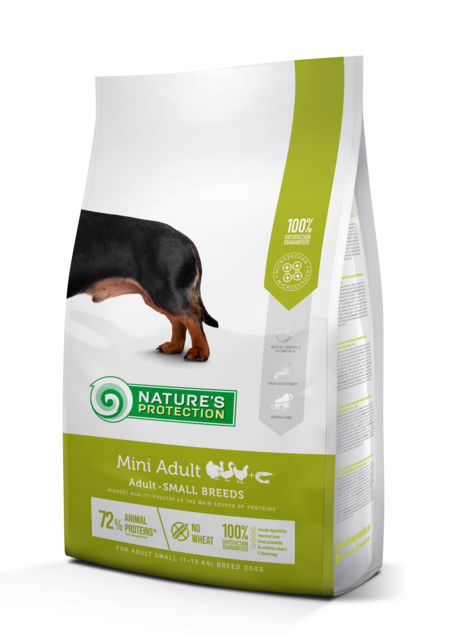 NATURE’S PROTECTION Mini Adult 2 кг полнорационное питание для взрослых собак мелких пород птица с крилем